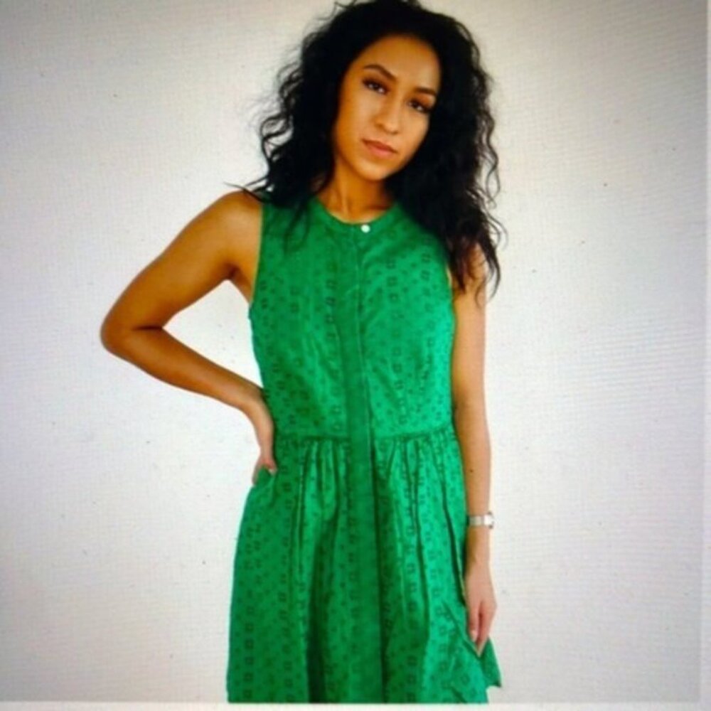 J. Crew Green Sleeveless Midi Dress